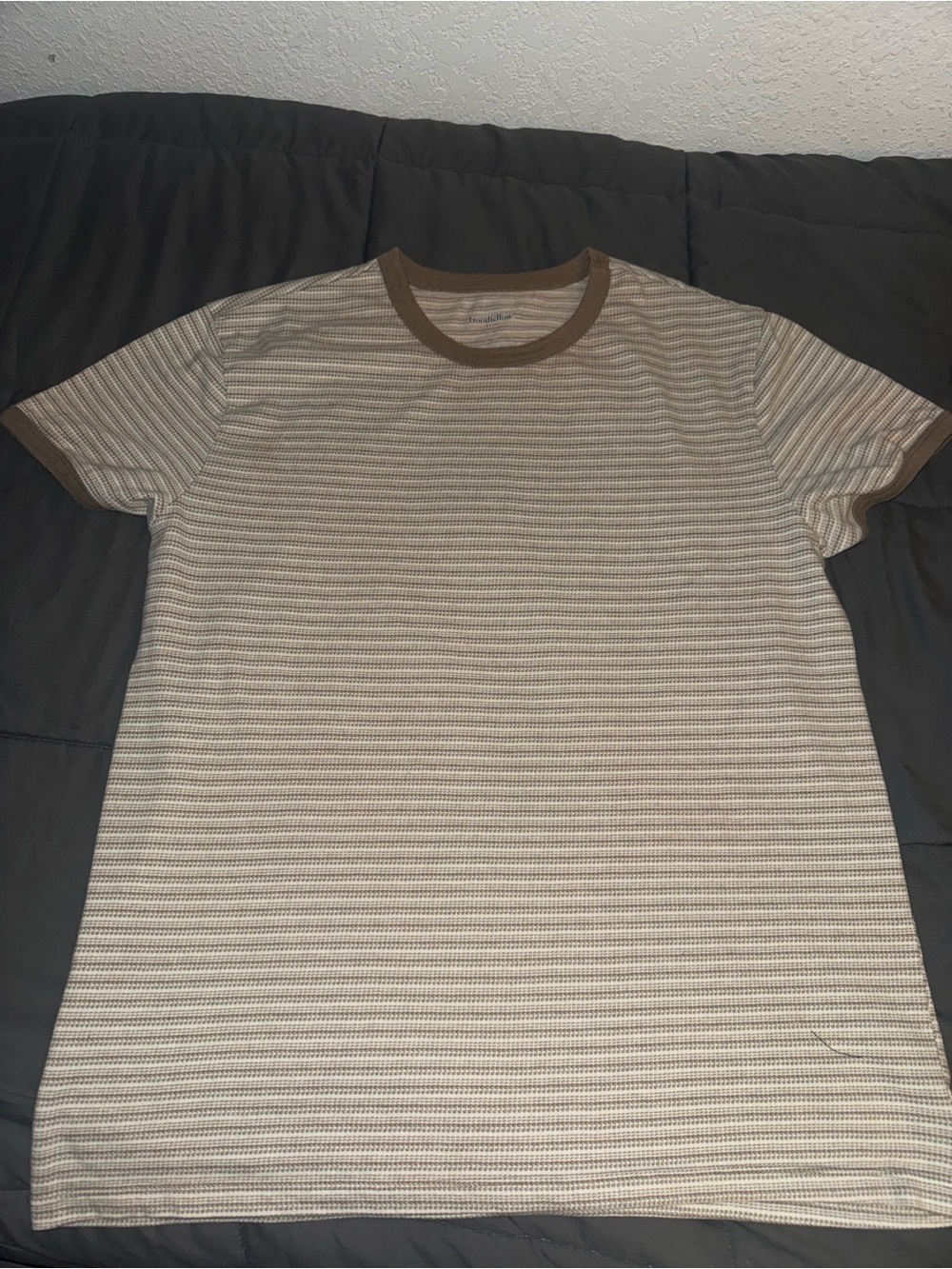 Goodfellow & Co Brown and Cream Striped Ringer Tee